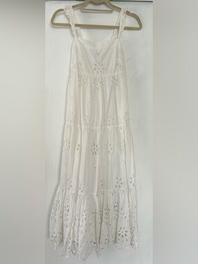 J.Crew White Eyelet Tiered Dress